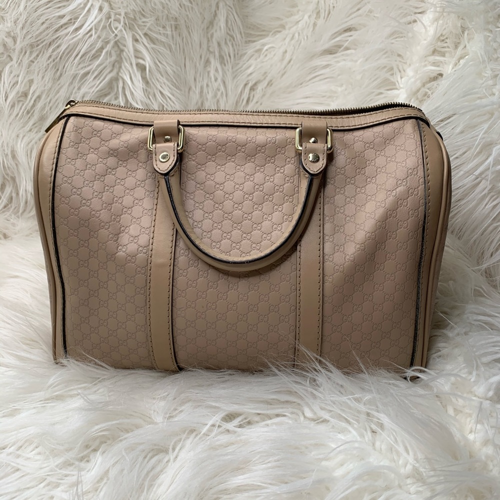 Tan, Gucci Boston Bag.